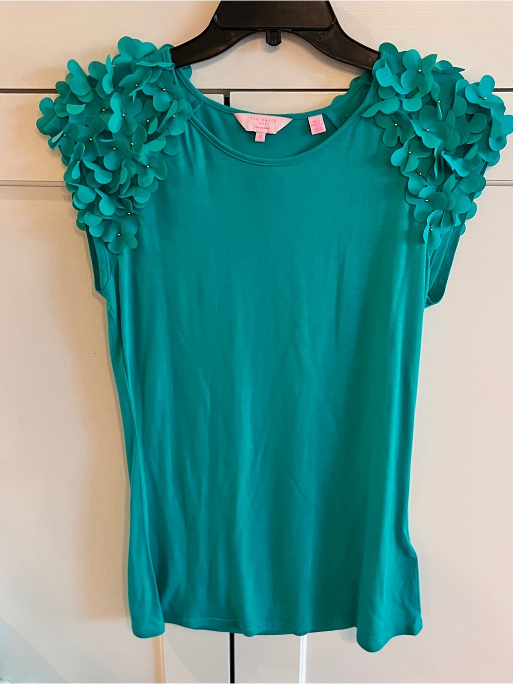 Ted Baker teal short-sleeve floral tee-size 2